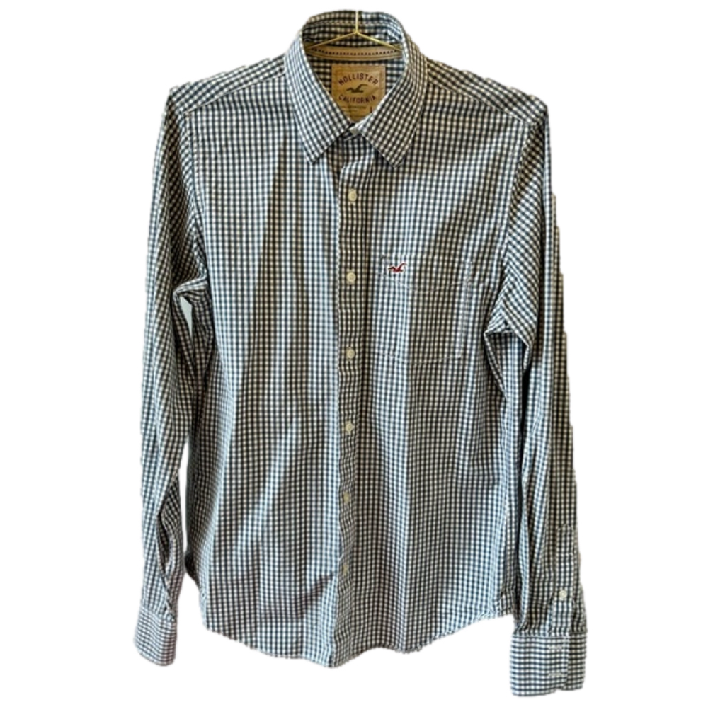 Hollister California Gingham Size Large Shirt Long Sleeve Cotton Button Up Mens
